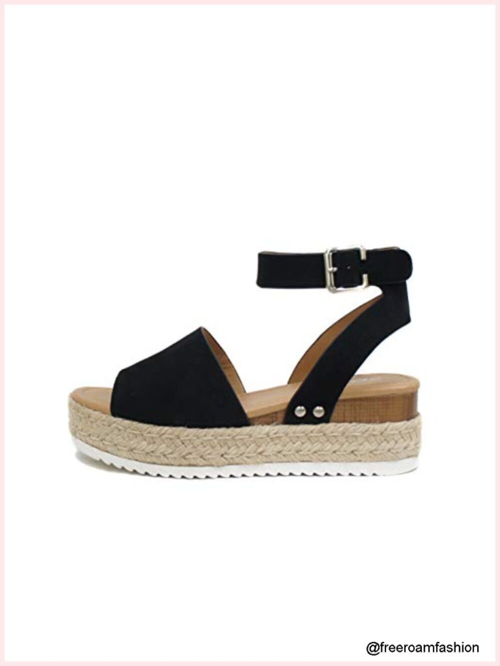 Open Toe Buckle Ankle Strap Espadrilles Flatform Wedge Casual Sandal